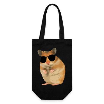 Hamster Menno mit Sonnebrille cool - Geschenkbeutel für Flaschen - Schwarz - Vorne