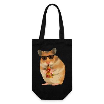 Hamster Pizza Sonnenbrille - Geschenkbeutel für Flaschen - Schwarz - Vorne