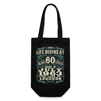 la vie commence à 60 ans - né en juillet 1963 - Sac à bouteille - noir - Devant