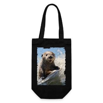 Surfer loutre de mer - Sac à bouteille - noir - Devant