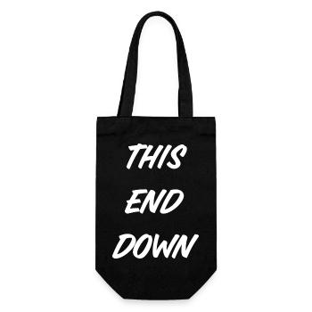 T-Shirt "this end down" - Gift Bag for Bottles - black - Front