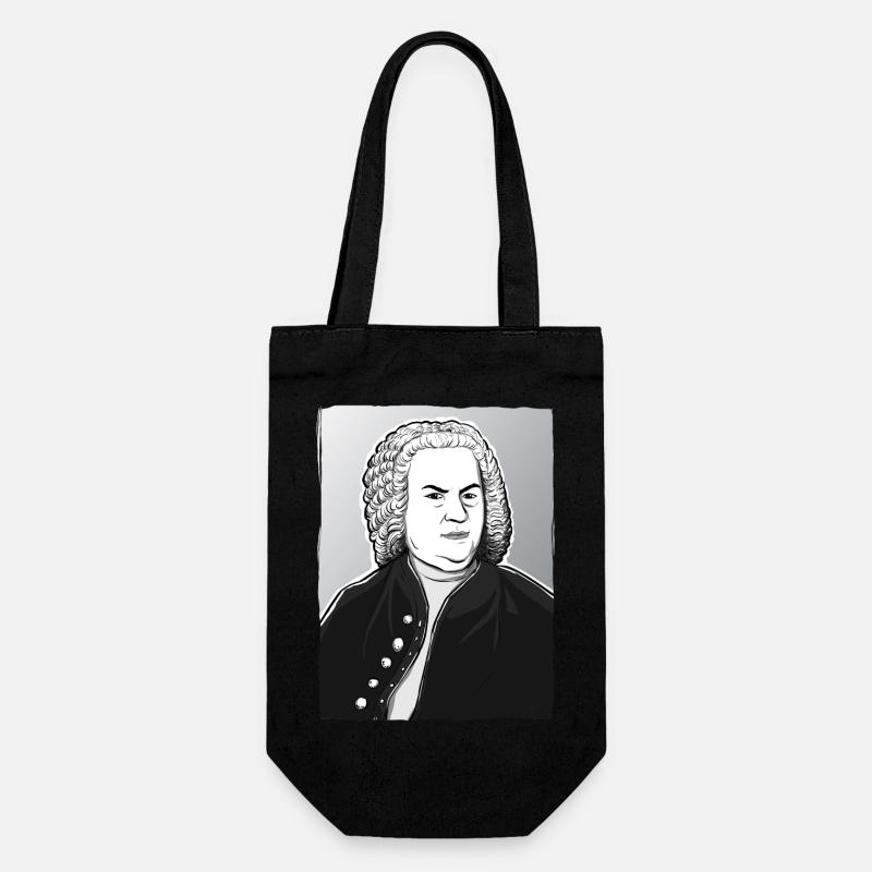 Johann Sebastian Bach i sort hvit og sølv - Gavepose for flasker - svart
