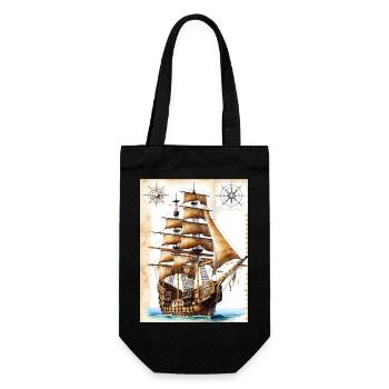 Piratenschiff #1 - Geschenkbeutel für Flaschen - Schwarz - Vorne