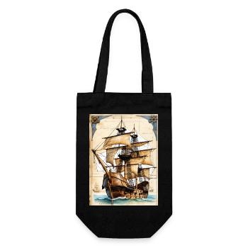 Piratenschiff #2 - Geschenkbeutel für Flaschen - Schwarz - Vorne