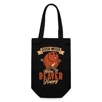 Good Wood Makes A Beaver Happy Animal Rodent - Gift Bag for Bottles - black - Front