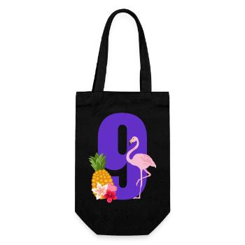 9th Anniversary Flamingo - Gift Bag for Bottles - black - Front
