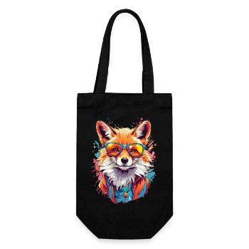 Cool Colourful Fox in Glasses - Gift Bag for Bottles - black - Front