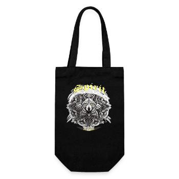 Spirit of a Wolf: Indianer-inspiriertes Mandala - Geschenkbeutel für Flaschen - Schwarz - Vorne