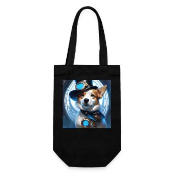 Steampunk design art dog blue - Gift Bag for Bottles - black - Front