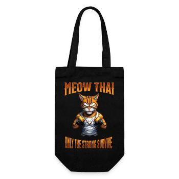 Mixed Martial Arts I Muay Thai Cat I Meow Thai I - Geschenkbeutel für Flaschen - Schwarz - Vorne