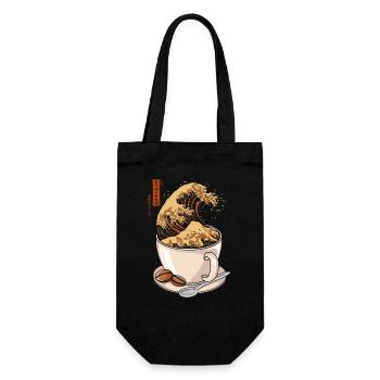 Kanagawa - Japanischer Cappuccino-Kaffee - Humor - Geschenkbeutel für Flaschen - Schwarz - Vorne