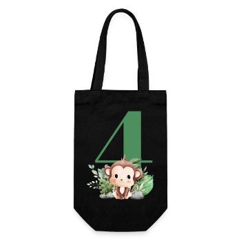 4th Birthday Monkey Safari - Gift Bag for Bottles - black - Front
