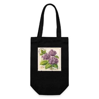 Timbre-poste Vintage fleurs violettes - Sac à bouteille - noir - Devant