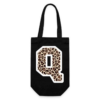 lettre Q motif léopard -idée cadeau d’anniversaire - Sac à bouteille - noir - Devant