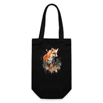 Aquarell Fuchs, Fuchs - Geschenkbeutel für Flaschen - Schwarz - Vorne