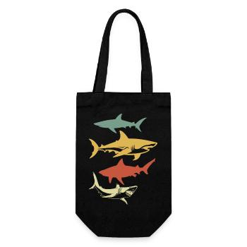 Vintage Retro Shark - Gift Bag for Bottles - black - Front