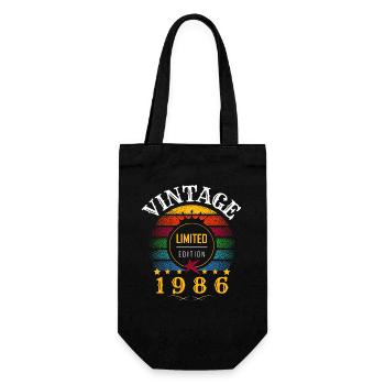 Vintage Retro Jahr 1986 Sonnenuntergang - Geschenkbeutel für Flaschen - Schwarz - Vorne