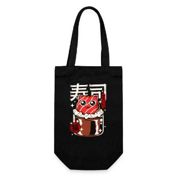 Japon - chat sushi mignon - Sac à bouteille - noir - Devant