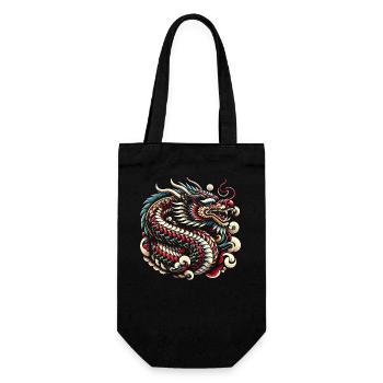 Majestätischer orientalischer Drache - Geschenkbeutel für Flaschen - Schwarz - Vorne