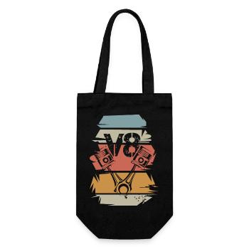 retro v8 car musclecars engine vintage icon - Gift Bag for Bottles - black - Front