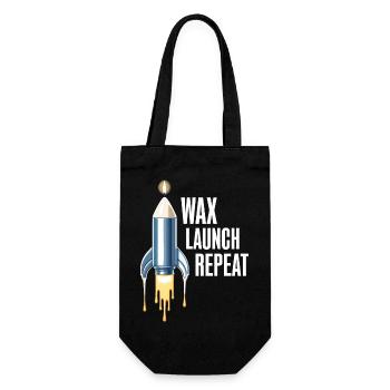 WAX Launch Repeat – Funny Rocket Candle Design - Gift Bag for Bottles - black - Front