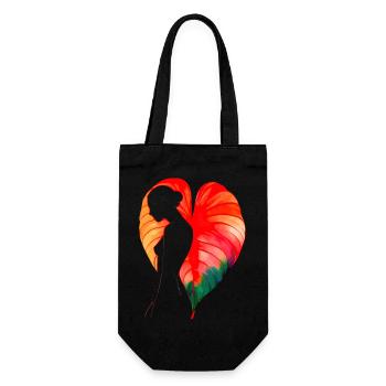 Blumen Frauen Mädchen Mode Design Kunst Weiblicher Stil - Geschenkbeutel für Flaschen - Schwarz - Vorne