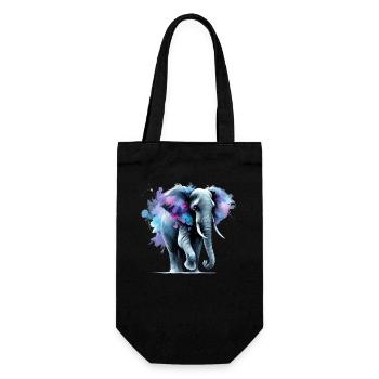 Majestic Elephant in Watercolor - Gift Bag for Bottles - black - Front