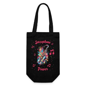 Saxophone Power Musik Musiknoten - Geschenkbeutel für Flaschen - Schwarz - Vorne