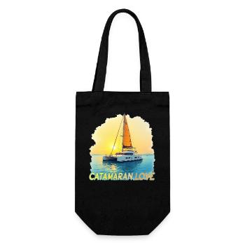 Catamaran Love, Sea, Sailing, Captain, Cat, Cat - Gift Bag for Bottles - black - Front