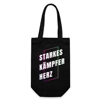 Starkes Kämpferherz - Mut machen - Kraft schenken - Geschenkbeutel für Flaschen - Schwarz - Vorne