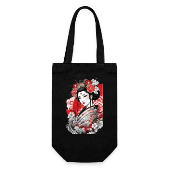 Elegant Geisha with Floral Kimono Art - Gift Bag for Bottles - black - Front
