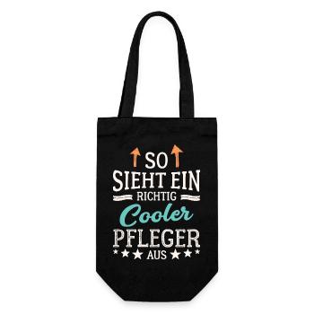 So sieht ein richtig cooler Pfleger aus - Geschenkbeutel für Flaschen - Schwarz - Vorne