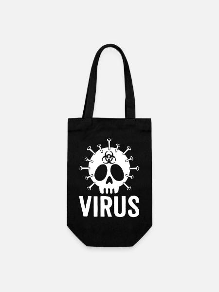 Crâne de virus - Sac à bouteille - noir