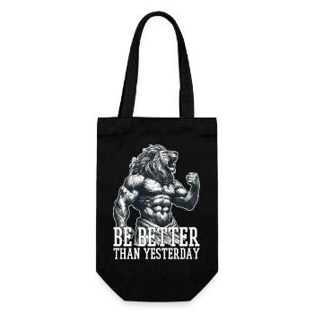 Be Better Than Yesterday Leo Motivation Gift - Gift Bag for Bottles - black - Front
