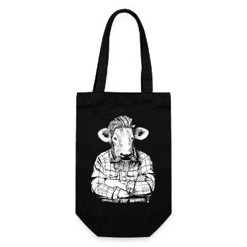 Mister Beef (weiße Version) - Geschenkbeutel für Flaschen - Schwarz - Vorne