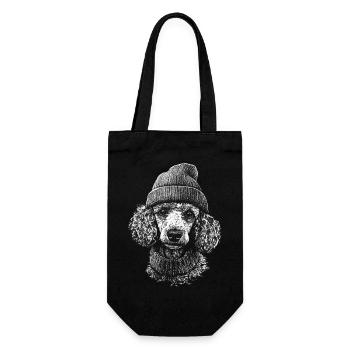 Poodle Poodle Hat Dog Dog Miniature Poodle - Gift Bag for Bottles - black - Front