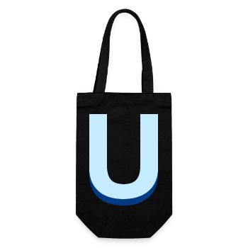 Lettre u bleu pop et moderne - Sac à bouteille - noir - Devant