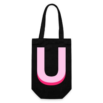 Pop- und moderner rosa Buchstabe u - Geschenkbeutel für Flaschen - Schwarz - Vorne