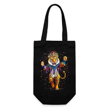 Tiger Mardi Gras Fasching - Geschenkbeutel für Flaschen - Schwarz - Vorne