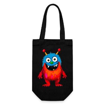 Bunte Monsterkunst - Niedlicher & verspielter Charakter - Geschenkbeutel für Flaschen - Schwarz - Vorne