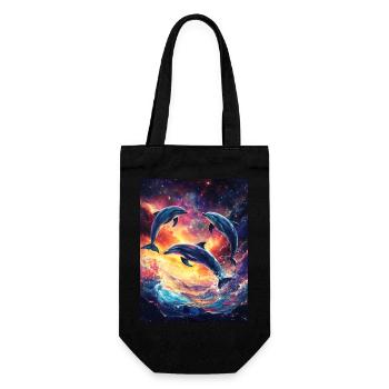Dolphin Ocean Galaxy Space Space Dolphins - Gift Bag for Bottles - black - Front