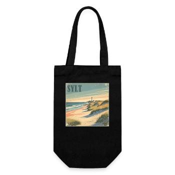 Sylt Nordsee Strand - Geschenkbeutel für Flaschen - Schwarz - Vorne