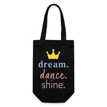 dream. dance. shine. – Mädchen Tanzshirt - Geschenkbeutel für Flaschen - Schwarz - Vorne
