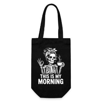 Skeleton with Coffee Morning Ritual - Gift Bag for Bottles - black - Front