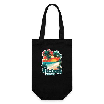 Alcudia Mallorca - Geschenkbeutel für Flaschen - Schwarz - Vorne