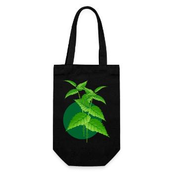 Illustration of a nettle – wild plant - Gift Bag for Bottles - black - Front