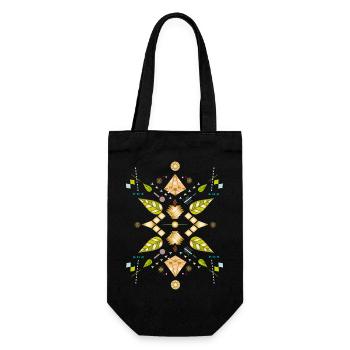 Symbol made of leaves, gemstones, optics & geometry - Gift Bag for Bottles - black - Front