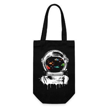 Fish in Astronaut Helmets – Fantasy Meets Space - Gift Bag for Bottles - black - Front