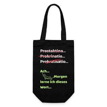 Prokrastination Witz lustiger Spruch Hängematte - Geschenkbeutel für Flaschen - Schwarz - Vorne