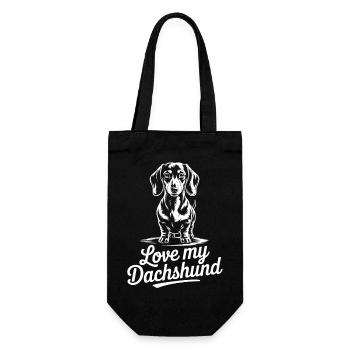 Lieblingsdackel Motiv - Geschenkbeutel für Flaschen - Schwarz - Vorne